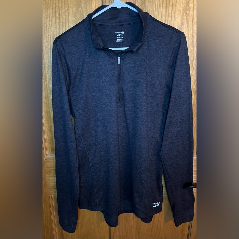 🏃♀️ Women’s Reebok Dark Grey Knit 3/4 Zip Up Sweater Large